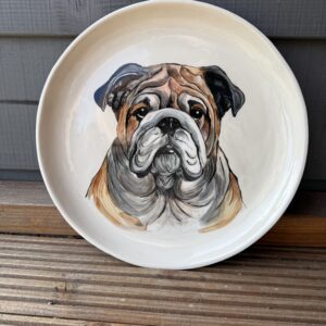 Hand-Painted Bulldog Decorative Plate